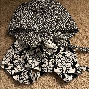 Elegant Black and White Patterned Women's Hatblue sky pixie scrub caps new